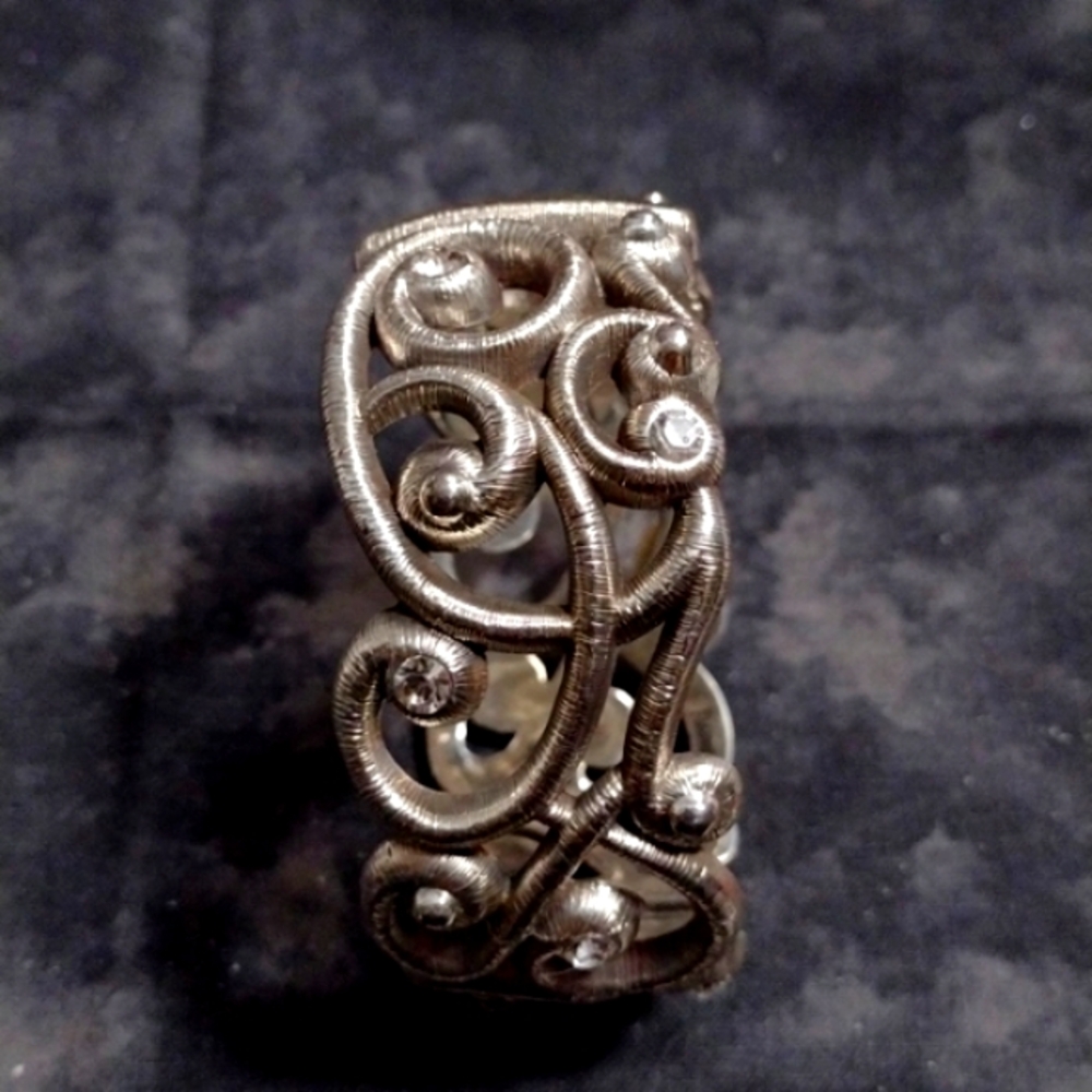 Brighton Swirl Pattern Hinged Bracelet with clear crystals